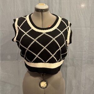 Better Be Black and White Knit Crop Top